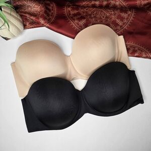 Maidenform Strapless Bras Black Beige 38DD